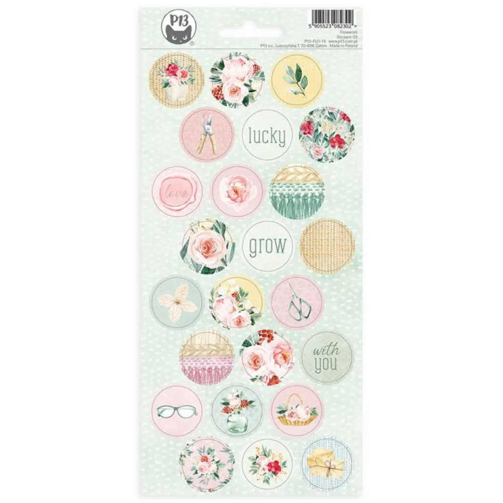 Piatek Trzynastego Arkusz papierowych naklejek 10,5 x 23 cm - Piątek Trzynastego - Flowerish 03 > Papiery Do Scrapbookingu