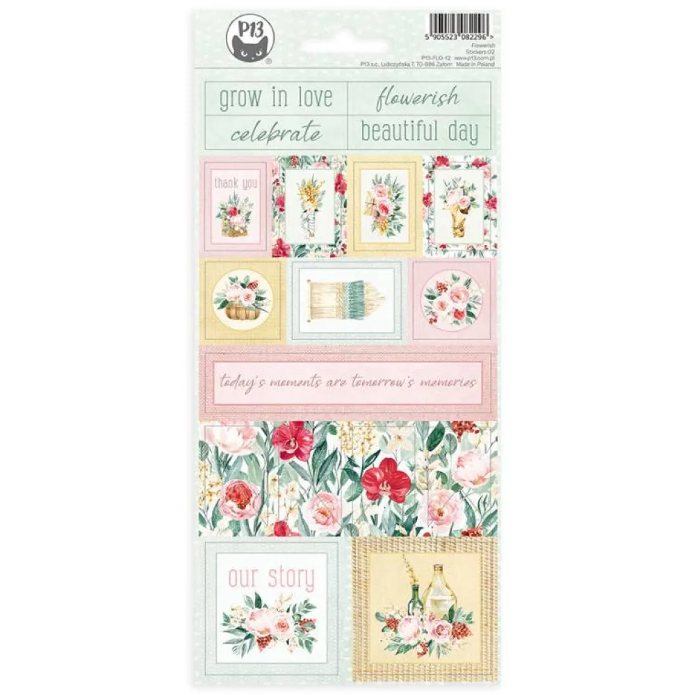 Piatek Trzynastego Arkusz papierowych naklejek 10,5 x 23 cm - Piątek Trzynastego - Flowerish 02