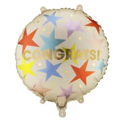 PartyDeco Balon foliowy Congrats! - beżowy 35 cm