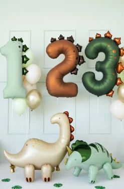 PartyDeco Balon foliowy Cyfra 1 Dinozaur - miętowy 92 cm