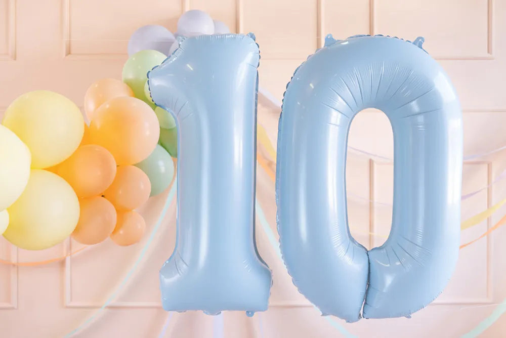 PartyDeco Balon foliowy Cyfra 2 - jasnoniebieski, 72 cm > Balony Foliowe