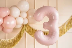 PartyDeco Balon foliowy Cyfra 3 - jasnoróżowy, 72 cm > Balony Foliowe