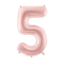 PartyDeco Balon foliowy Cyfra 5 - jasnoróżowy, 72 cm