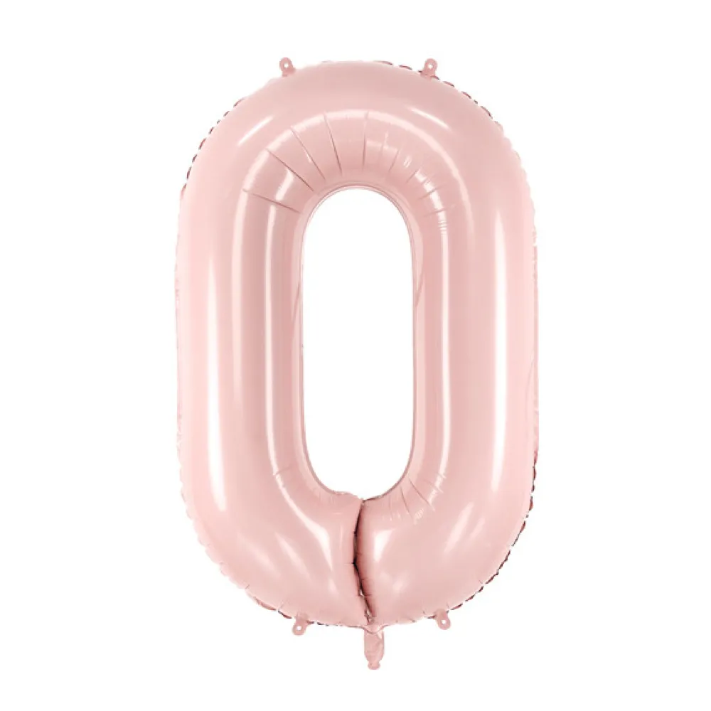 PartyDeco Balon foliowy Cyfra 0 - jasnoróżowy, 72 cm > Balony Foliowe