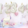 PartyDeco Balon foliowy Cyfra 1 Jednorożec - kremowy holo 93 cm > Balony Foliowe
