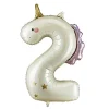PartyDeco Balon foliowy Cyfra 2 Jednorożec - kremowy holo 93 cm