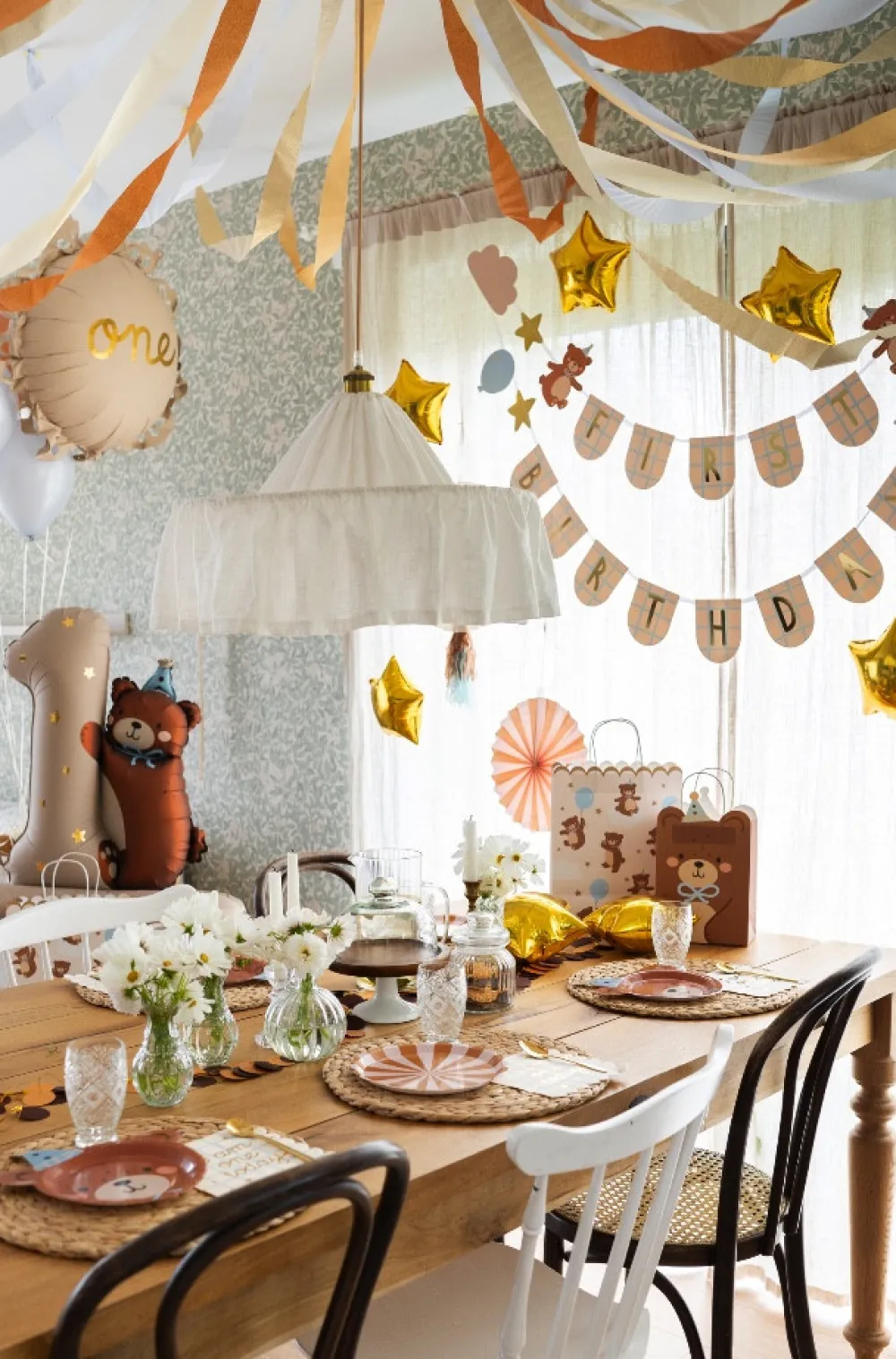 PartyDeco Balon foliowy Cyfra 1 Miś - beżowy, 81 x 72 cm > Balony Foliowe