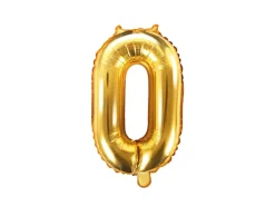 PartyDeco Balon foliowy cyfra 0 - złoty, 35 cm