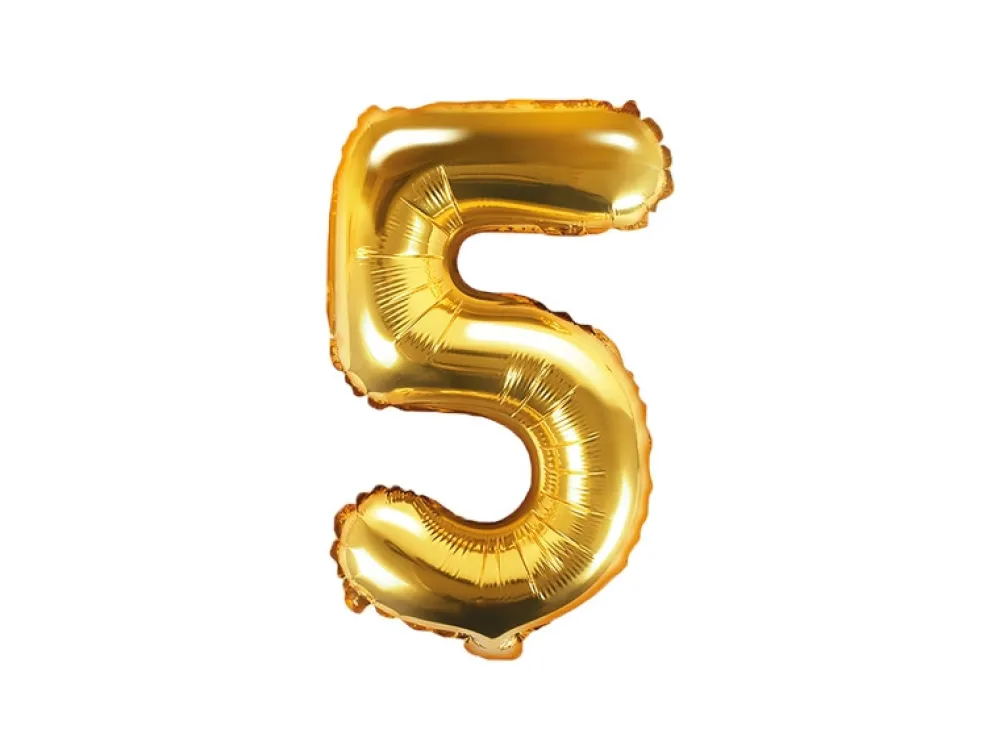 PartyDeco Balon foliowy cyfra 4 - złoty, 35 cm > Balony Foliowe