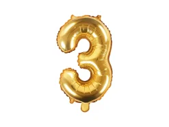 PartyDeco Balon foliowy cyfra 2 - złoty, 35 cm > Balony Foliowe