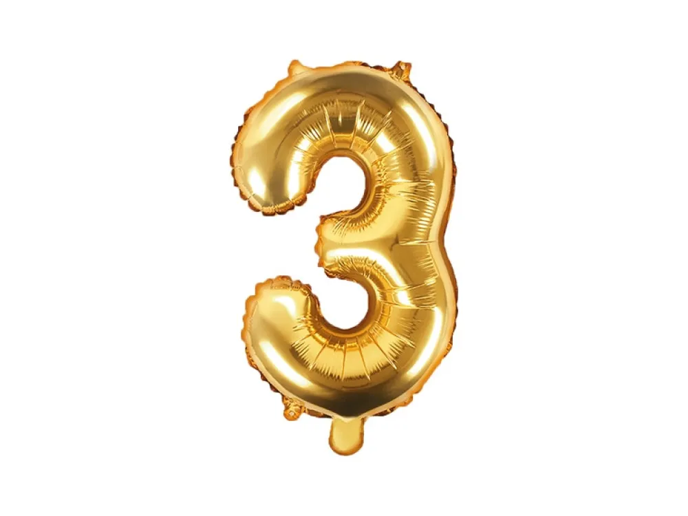 PartyDeco Balon foliowy cyfra 2 - złoty, 35 cm > Balony Foliowe