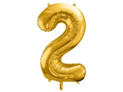 PartyDeco Balon foliowy cyfra 2 - złoty, 86 cm