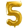 PartyDeco Balon foliowy cyfra 5 - złoty, 86 cm