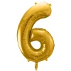 PartyDeco Balon foliowy cyfra 6 - złoty, 86 cm