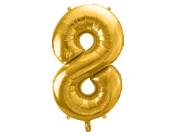 PartyDeco Balon foliowy cyfra 8 - złoty, 86 cm