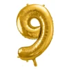 PartyDeco Balon foliowy cyfra 9 - złoty, 86 cm