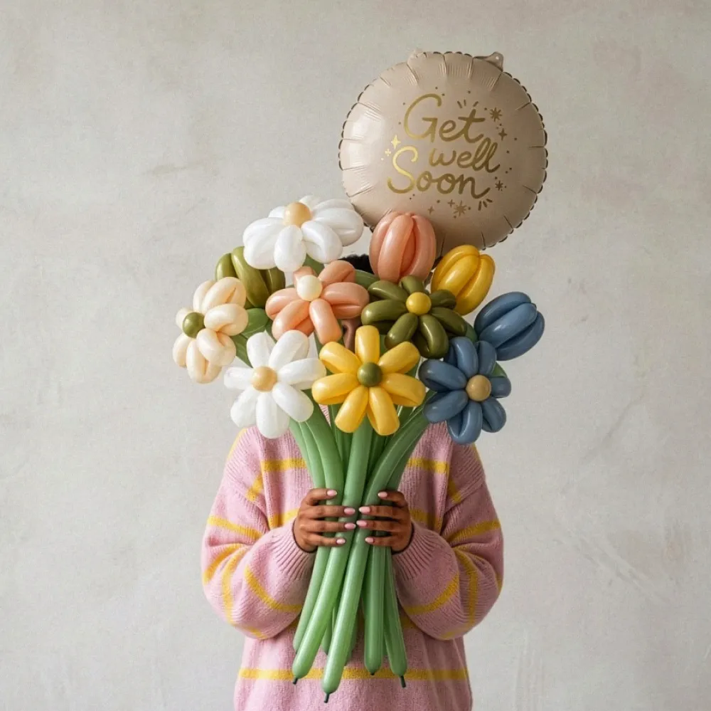 PartyDeco Balon foliowy Get Well Soon - beżowy 35 cm