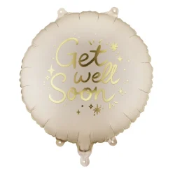 PartyDeco Balon foliowy Get Well Soon - beżowy 35 cm