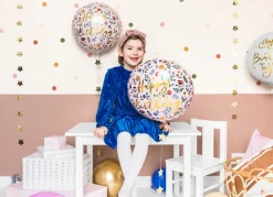 PartyDeco Balon foliowy Happy Birthday - jasnoróżowy, 35 cm