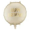 PartyDeco Balon foliowy Happy Birthday - beżowy 35 cm