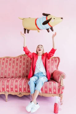 PartyDeco Balon foliowy Jamnik - 90 x 40 cm