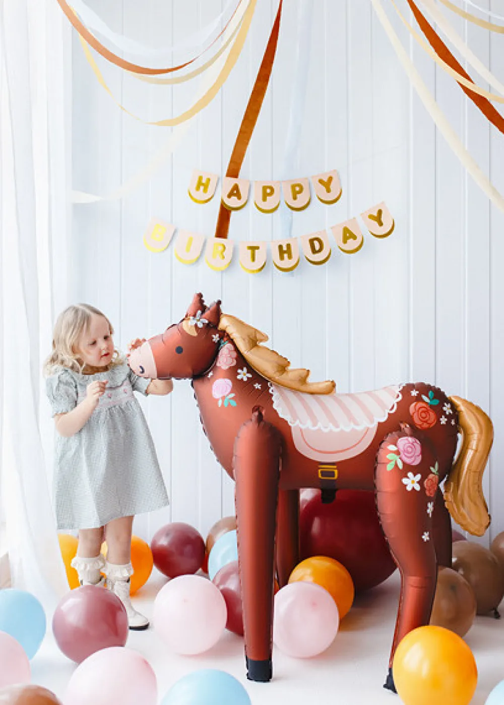 PartyDeco Balon foliowy Koń - brązowy, 110 x 126 cm