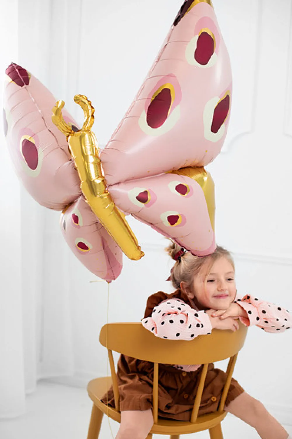 PartyDeco Balon foliowy Motyl - różowy, 120 x 87 cm