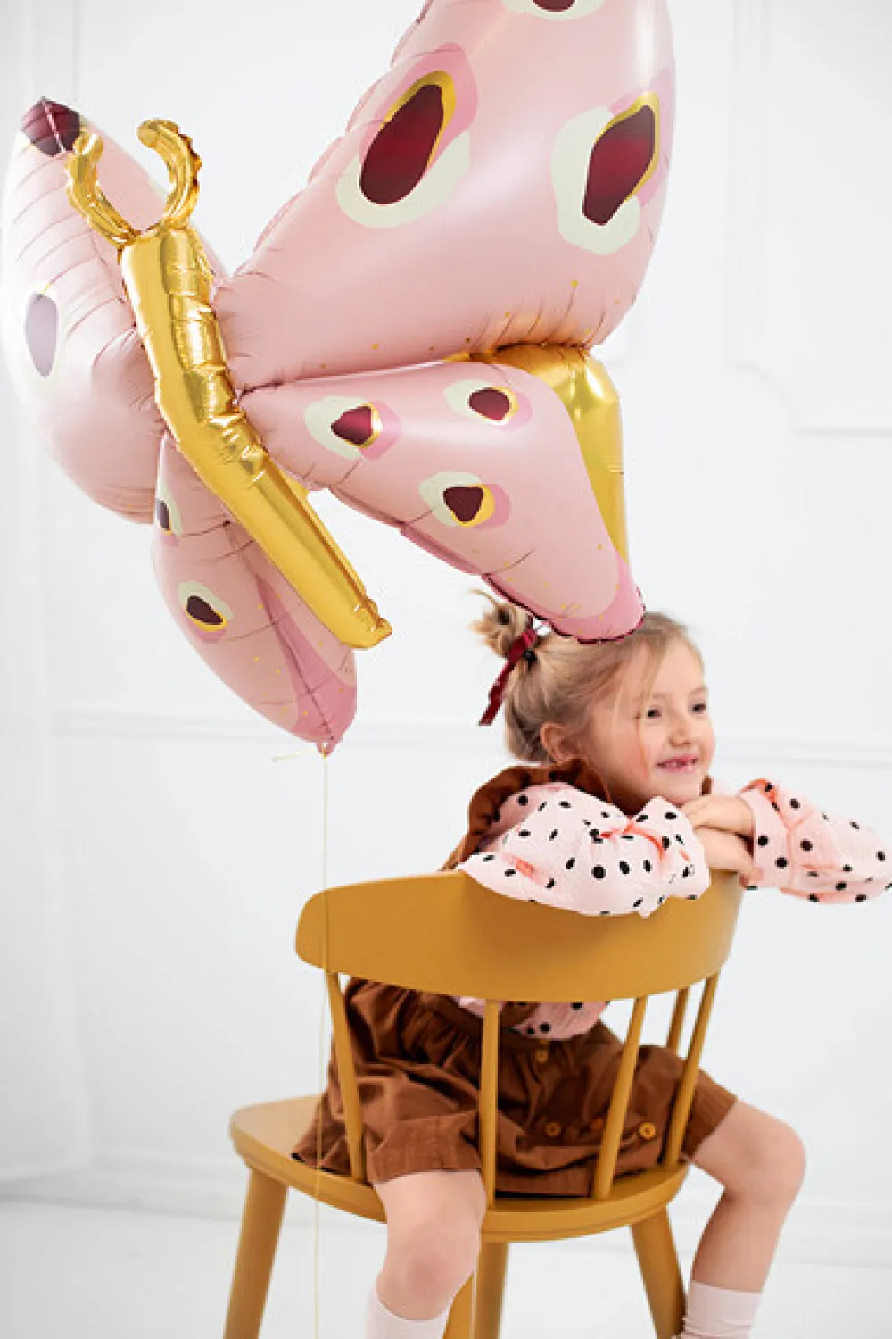 PartyDeco Balon foliowy Motyl - różowy, 120 x 87 cm