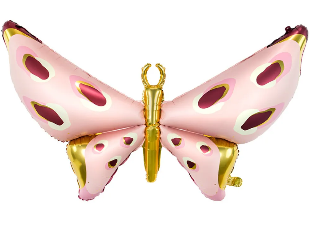PartyDeco Balon foliowy Motyl - różowy, 120 x 87 cm