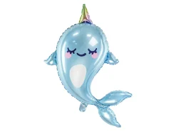 PartyDeco Balon foliowy Narwal - niebieski, 53 x 87 cm > Balony Foliowe