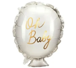 Balon foliowy, Oh Baby - biały, 53 x 69 cm