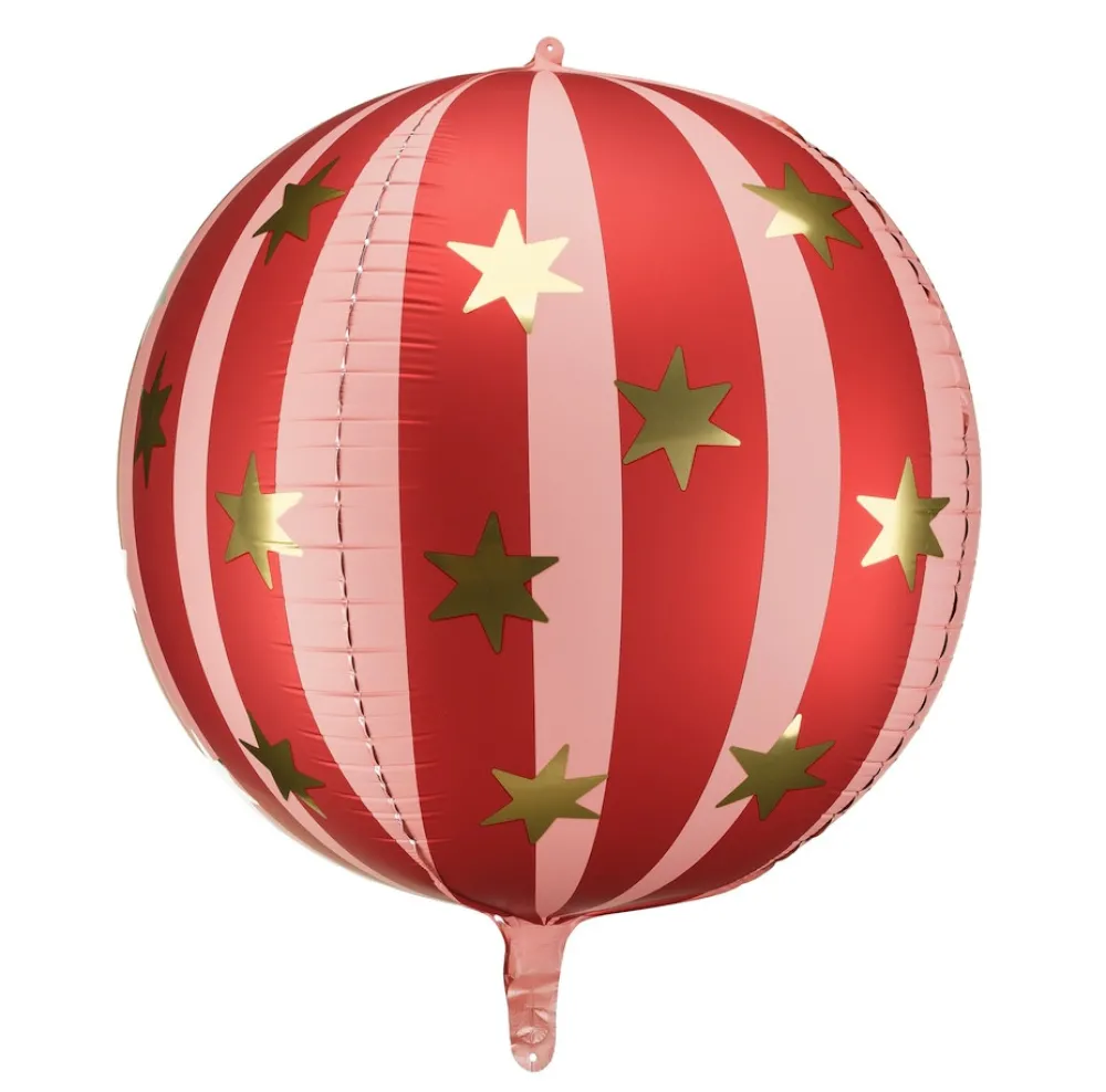 PartyDeco Balon foliowy Piłka w gwiazdki - czerwona, 75 cm > Balony Foliowe