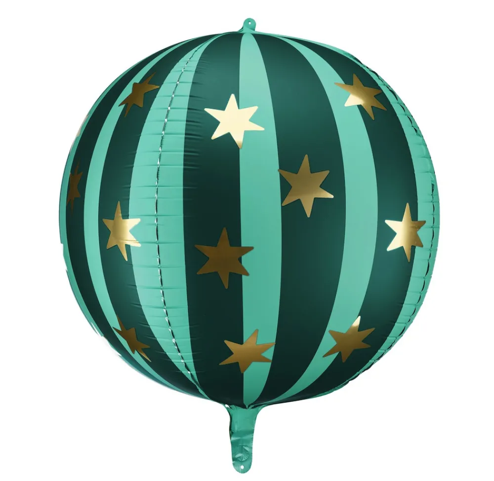 PartyDeco Balon foliowy Piłka w gwiazdki - zielony 75 cm