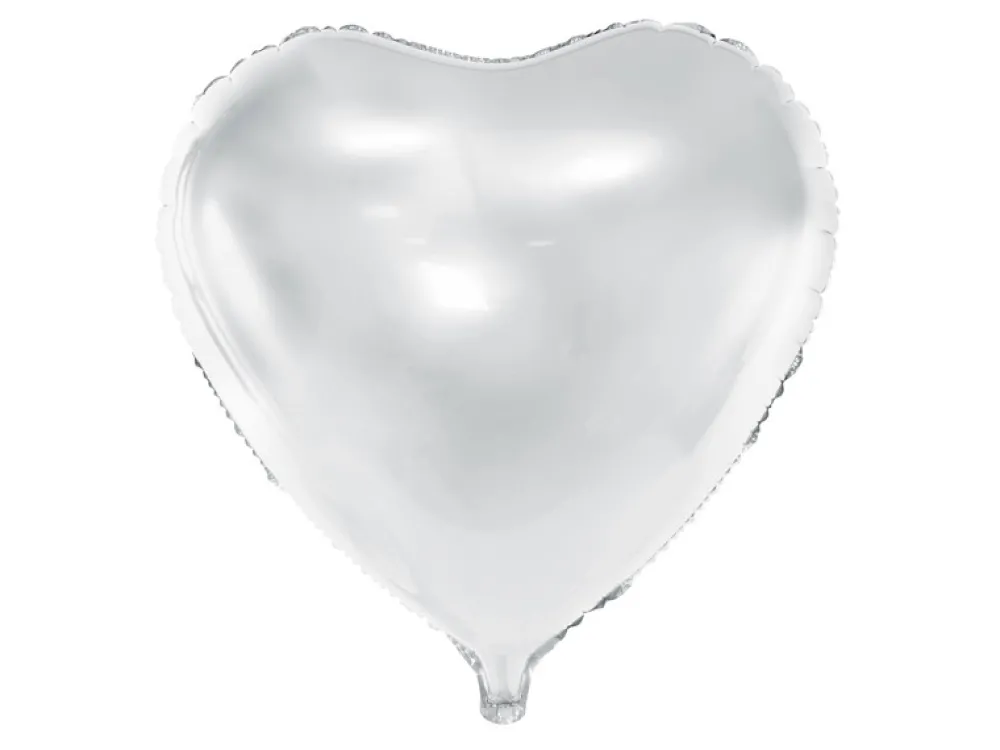 PartyDeco Balon foliowy Serce - biały, 35 cm