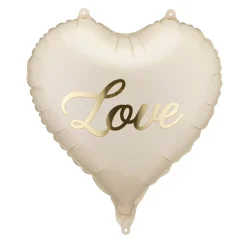 PartyDeco Balon foliowy Serce Love - beżowy 35 cm