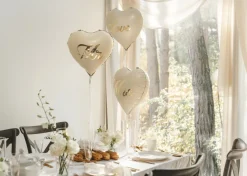 PartyDeco Balon foliowy Serce Love - beżowy 35 cm