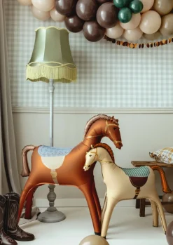 PartyDeco Balon foliowy stojący Koń - beżowy 86,5 x 73 cm