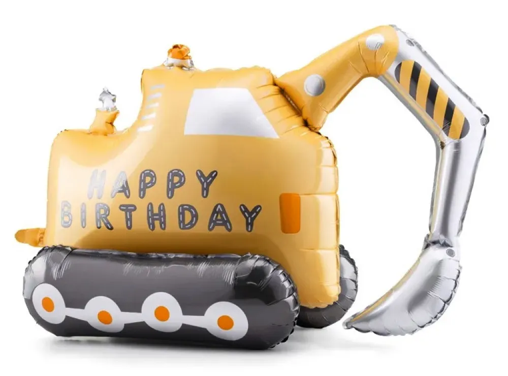 PartyDeco Balon foliowy stojący Koparka - żółty, 49 x 76,5 cm > Balony Foliowe