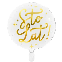 PartyDeco Balon foliowy Sto lat! - biały, 35 cm > Balony Foliowe
