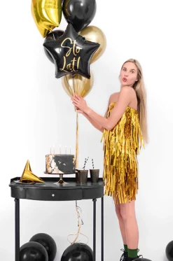 PartyDeco Balon foliowy Sto Lat! - gwiazdka, czarny, 40 cm > Balony Foliowe