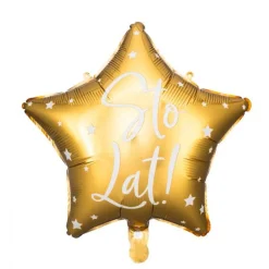 PartyDeco Balon foliowy Sto Lat! - gwiazdka, złoty, 40 cm