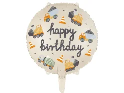 PartyDeco Balon foliowy urodzinowy, Pojazdy budowlane - 45 cm