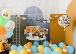 PartyDeco Balon foliowy urodzinowy, Pojazdy budowlane - 45 cm