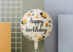 PartyDeco Balon foliowy urodzinowy, Pojazdy budowlane - 45 cm