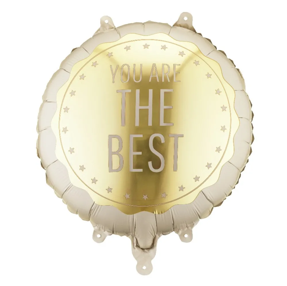 PartyDeco Balon foliowy You Are The Best - beżowy 35 cm