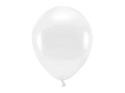 PartyDeco Balony lateksowe Eco, metalizowane - białe, 26 cm, 10 szt.