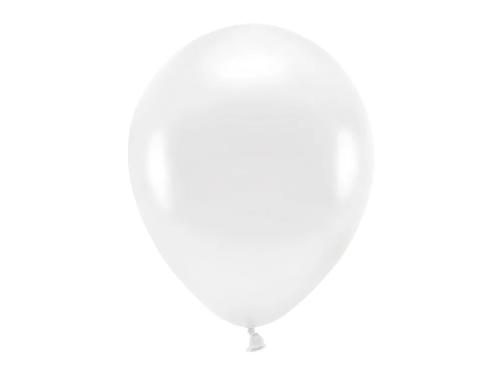 PartyDeco Balony lateksowe Eco, metalizowane - białe, 26 cm, 10 szt.