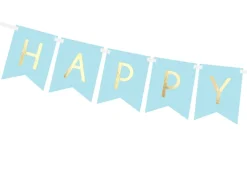 PartyDeco Baner Happy Birthday - jasnoniebieski, 15 x 175 cm