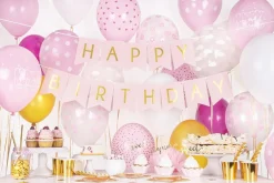 PartyDeco Baner Happy Birthday - jasnoróżowy, 15 x 175 cm ><noscript><img width=