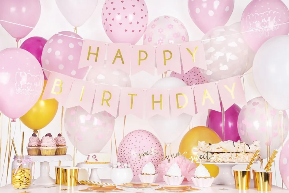 PartyDeco Baner Happy Birthday - jasnoróżowy, 15 x 175 cm > Girlandy I Rozety